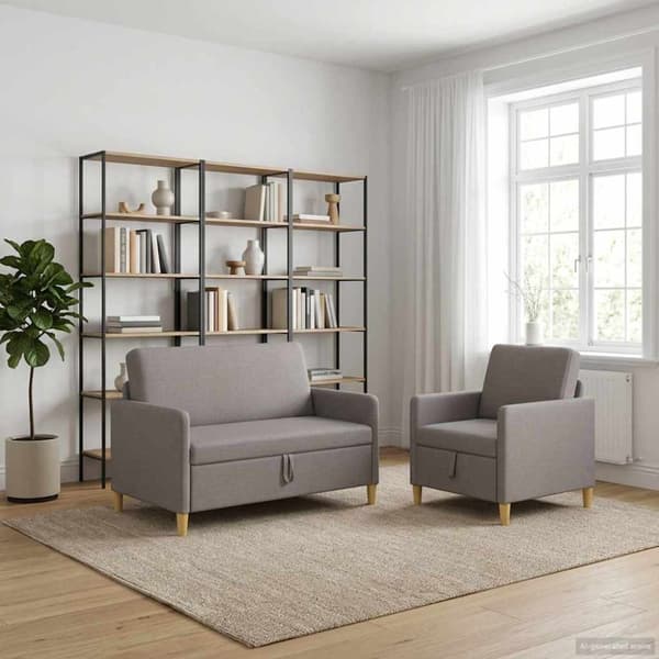 Soffgrupp med förvaring 2 pcs Taupe Polyester