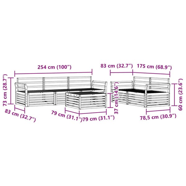 Utomhussoffset 6 pcs Naturfärg