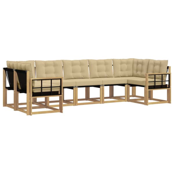 Utomhussoffset med kudde 7 pcs Vit och Beige