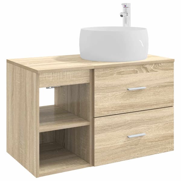 Badrumsmöbelset 2 pcs Sonoma-ek Konstruerat trä