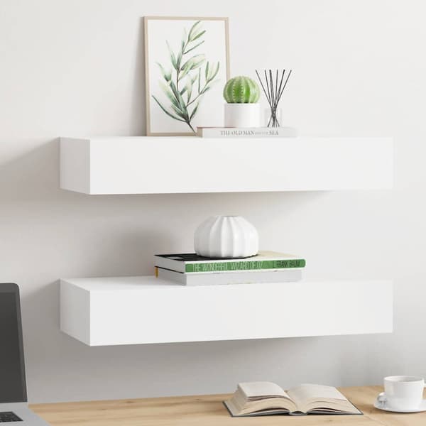 Väggmonterad låda 2 st vit 60x23,5x10 cm MDF