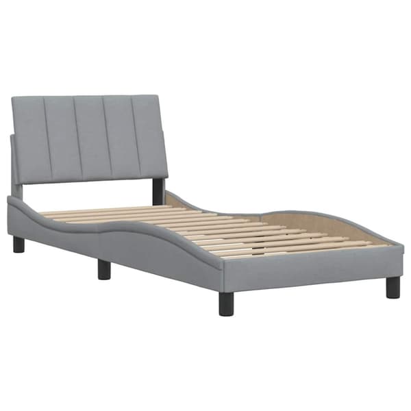 Bed Frame without Mattress "Hanko" Light Grey 90x200 cm Fabric