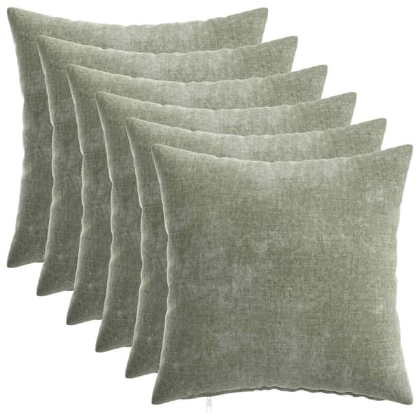 Kuddöverdrag 6 st HEERLEN Grön 30 x 30 cm Chenilletyg