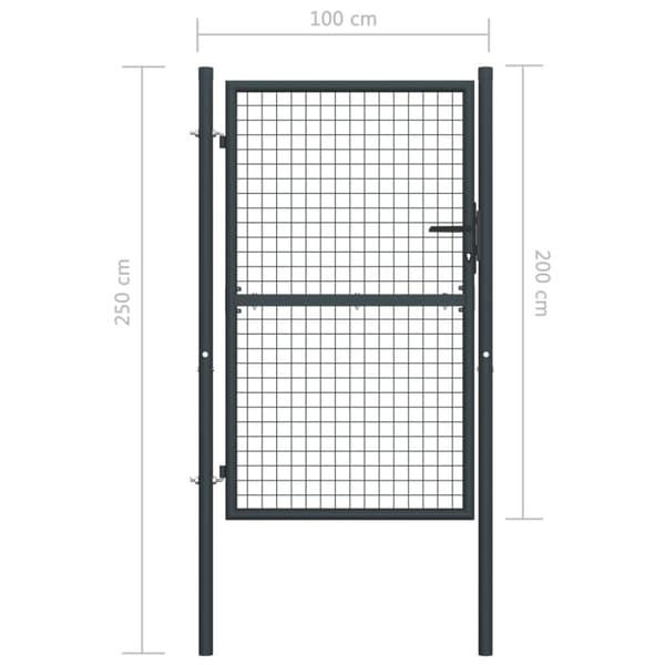Trädgårdsgrind i nät galvaniserat stål 100x200 cm grå