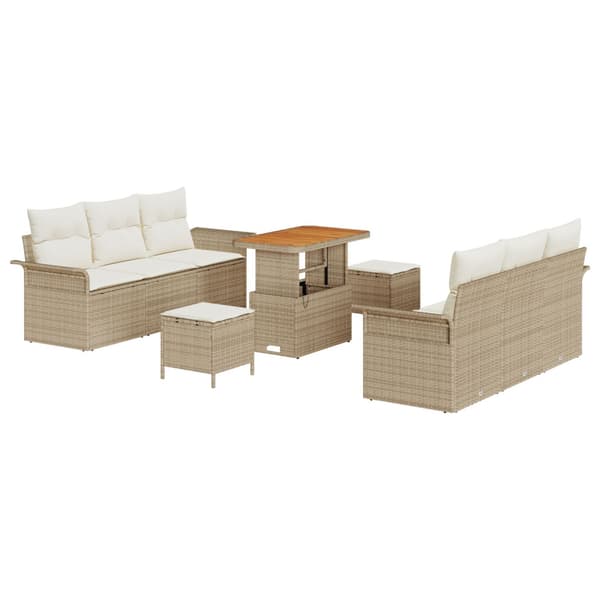 Trädgårdsoffset med kudde 9 pcs Beige och gräddfärgad
