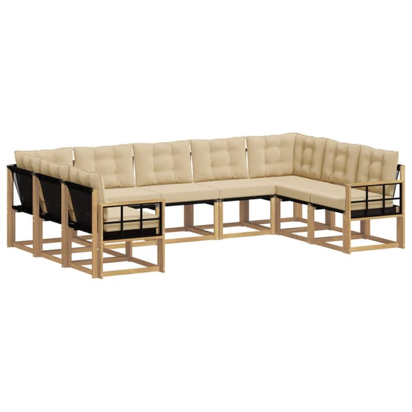 Utomhussoffset med kudde 9 pcs Vit och Beige