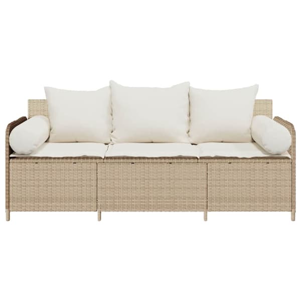 Trädgårdssoffa 3-sits med dynor konstrotting beige