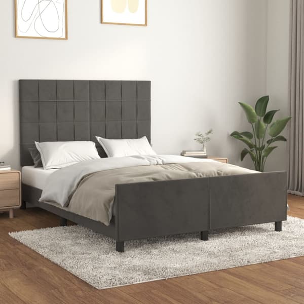 Sängram utan madrass mörkgrå 140x200 cm sammet