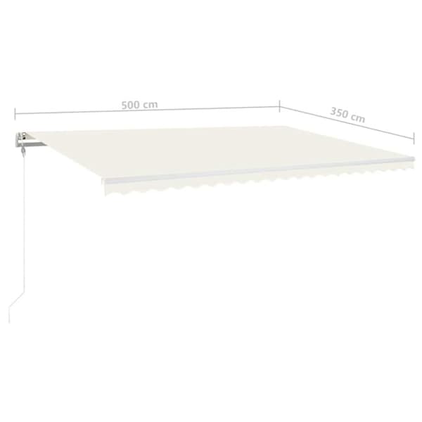Automatisk markis med vindsensor & LED 500x350 cm gräddvit