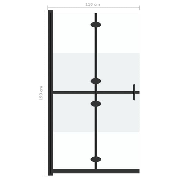 Vikbar duschvägg med halvfrostat ESG-glas 110x190 cm