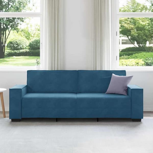3-sitssoffa blå 220x78x84 cm sammet