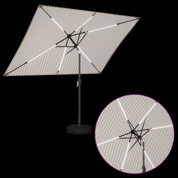 Trädgårdsparasol med LED Lampor 200 x 300 cm Polyester