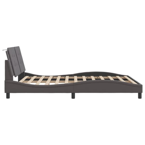 Bed Frame with LED without Mattress "Zadar" Grey 160x200 cm