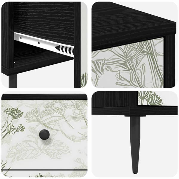Kommode GOTHA Grön trädtryck 66 x 36,5 x 76 cm Konstruerat trä