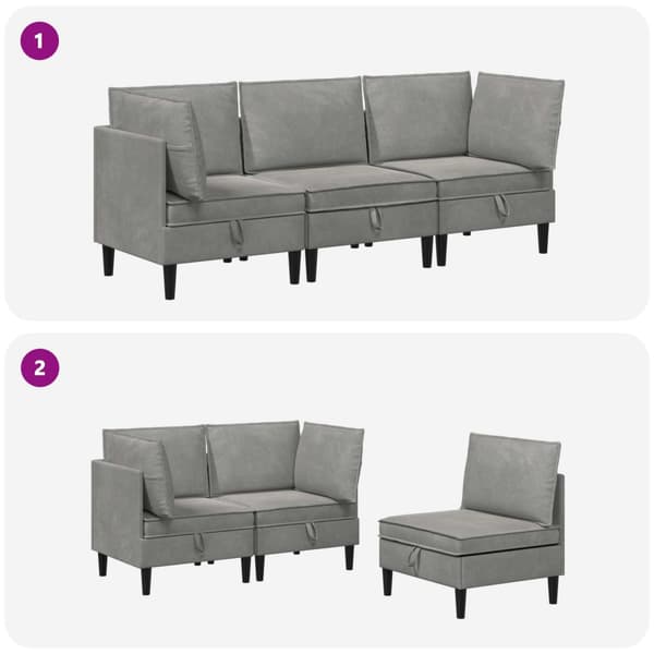 Möbelset för vardagsrummet med kudde 3 pcs Ljusgrå Sammet