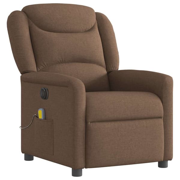 Elektrisk massagefåtölj brun tyg