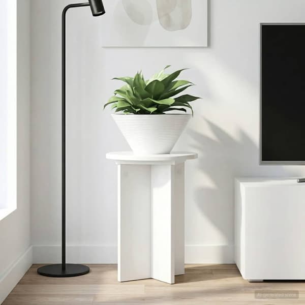 Växtställ 2 pcs Vit högglans Ø29,5 x 40 cm Konstruerat trä