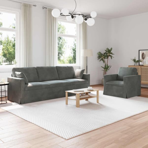 Soffset 2 pcs Mörkgrå 228 x 78 x 80 cm Sammet
