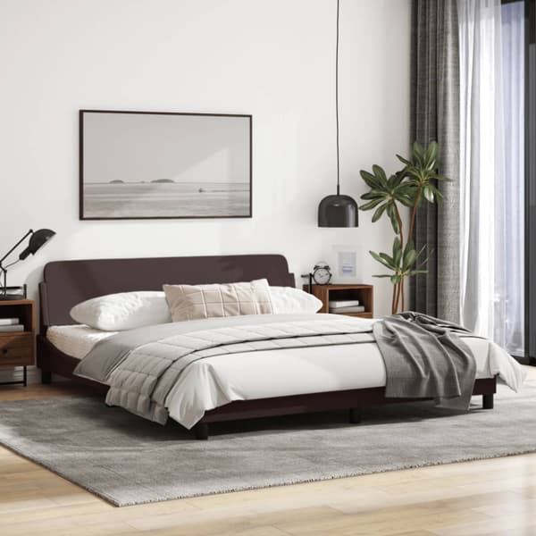 Bed Frame "Dover" Dark Brown 180x200 cm Fabric