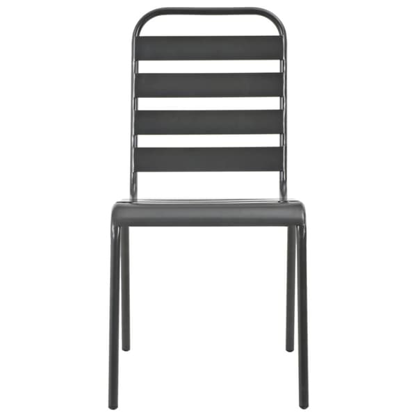 Utestolar 4 st ribbad design stål mörkgrå