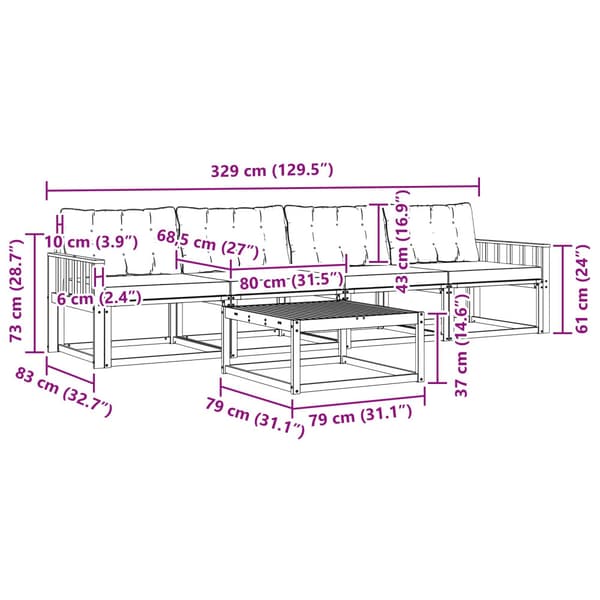 Utomhussoffset 5 pcs Vit och grädde 79 x 79 x 37 cm