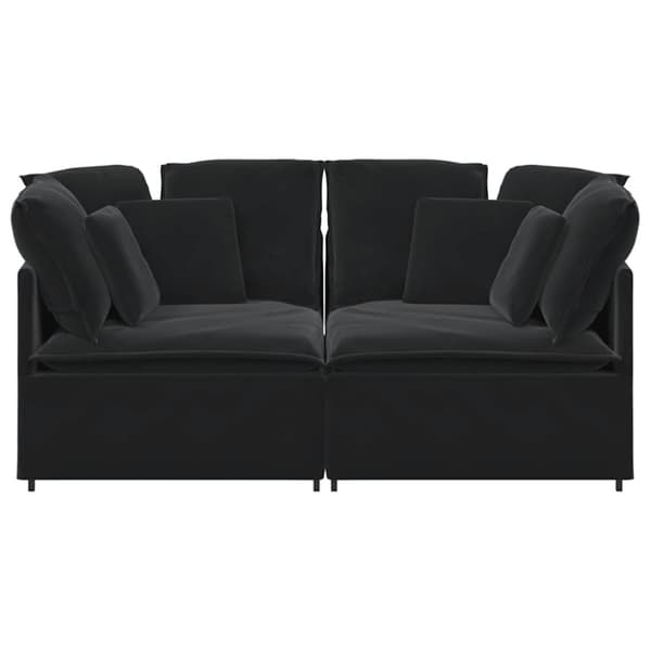 Modulsoffa med kuddar sammet svart
