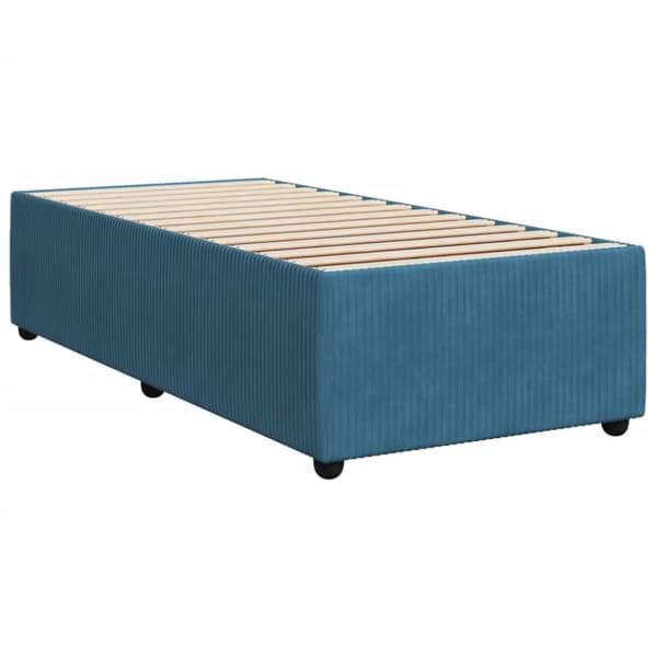 Ramsäng med madrass mörkblå 90x200 cm sammet