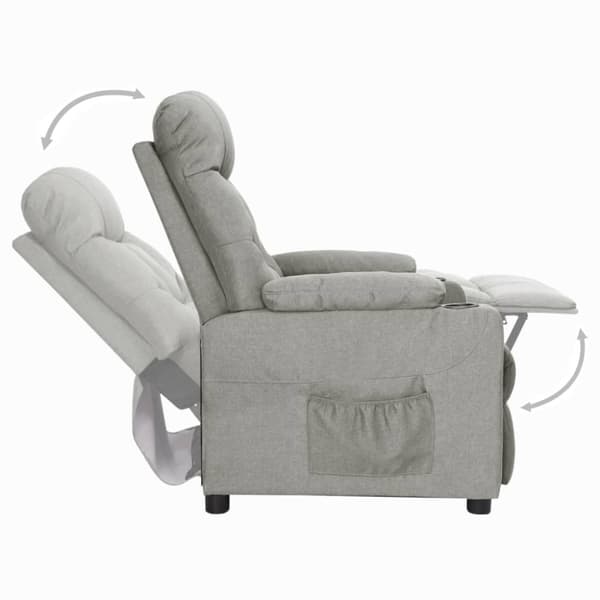 Reclinerfåtölj ljusgrå tyg