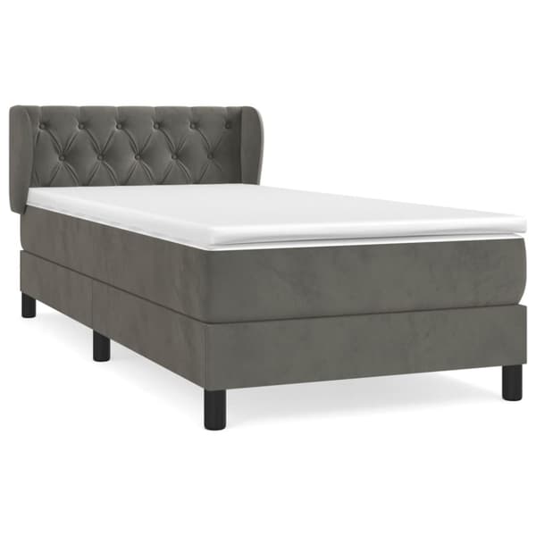 Ramsäng med madrass mörkgrå 80x200 cm sammet