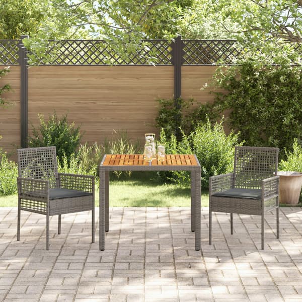 Trädgårdsmöbelset 3 pcs Grå konstrotting