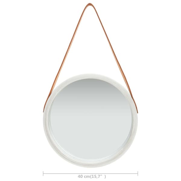 Väggspegel med rem 40 cm silver
