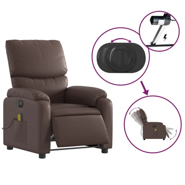 Elektrisk massagefåtölj brun konstläder