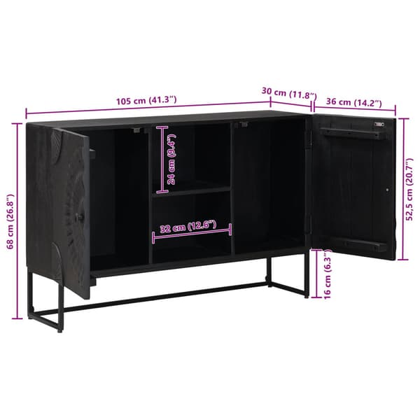 Sideboard Svart 105 x 30 x 68 cm