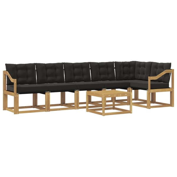 Utomhussoffset med kudde 7 pcs Vit och svart