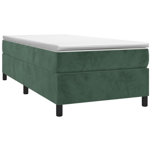Ramsäng med madrass mörkgrön 90x190 cm sammet
