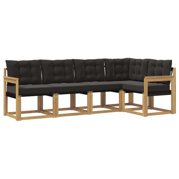 Utomhussoffset med kudde 5 pcs Vit och svart