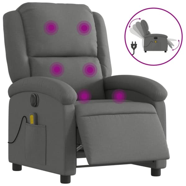 Elektrisk massagefåtölj mörkgrå tyg