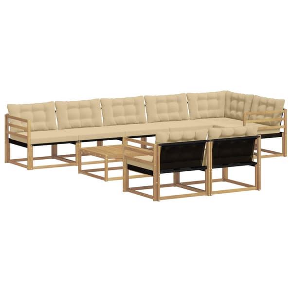 Utomhussoffset 9 pcs Vit och Beige 79 x 79 x 37 cm