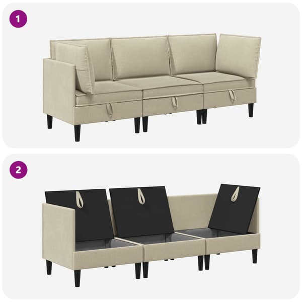 Möbelset för vardagsrummet 3 pcs Sand Tyg