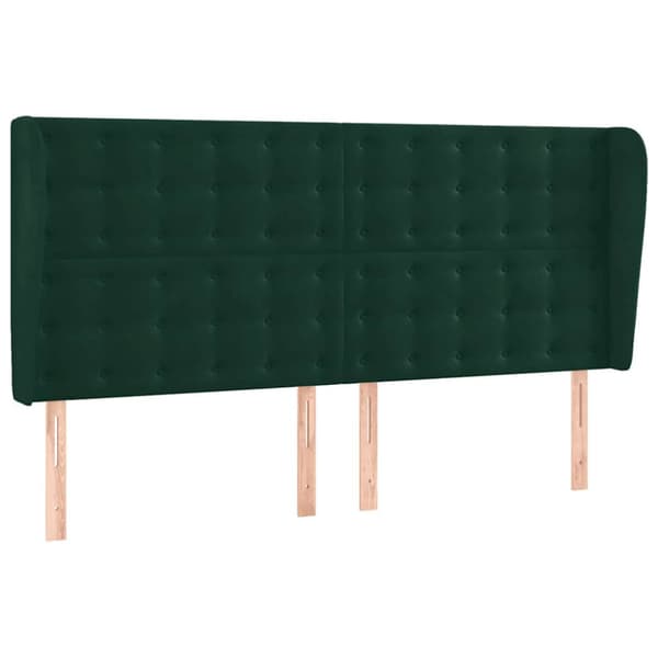 Ramsäng med madrass & LED mörkgrön 180x200 cm sammet