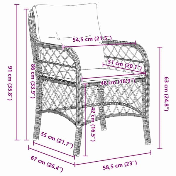 Trädgårdsmöbelset med kudde 7 pcs Grå och svart Rotting