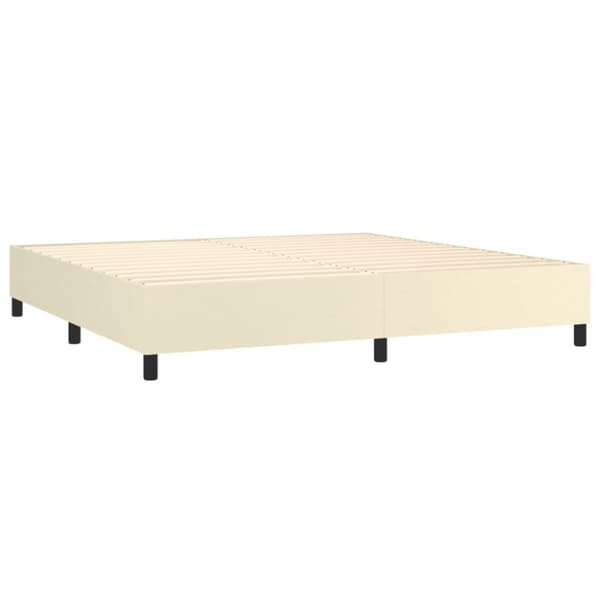 Ramsäng med madrass gräddvit 200x200 cm konstläder