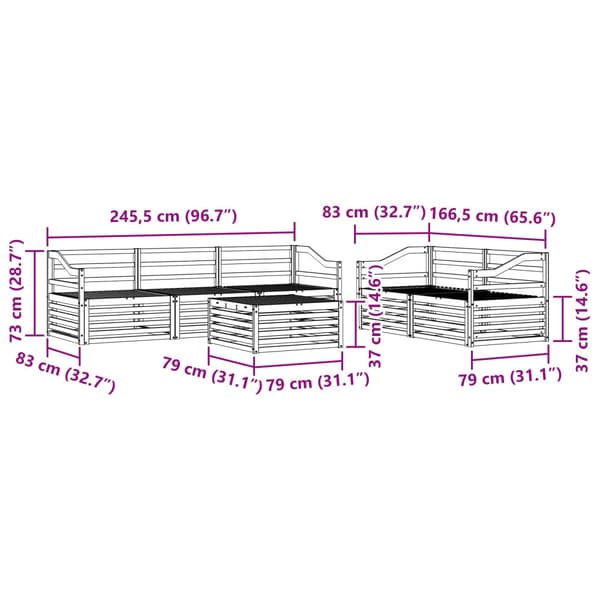 Utomhussoffset 6 pcs Naturfärg
