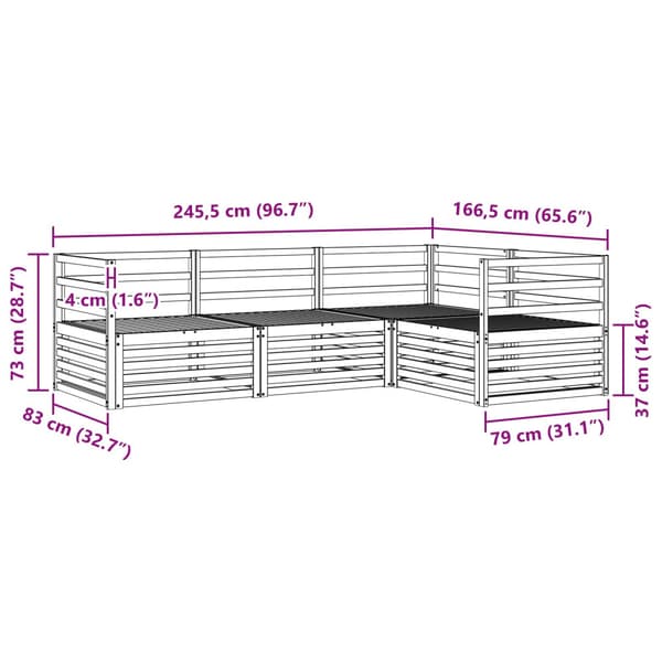 Utomhussoffset 4 pcs Naturfärg