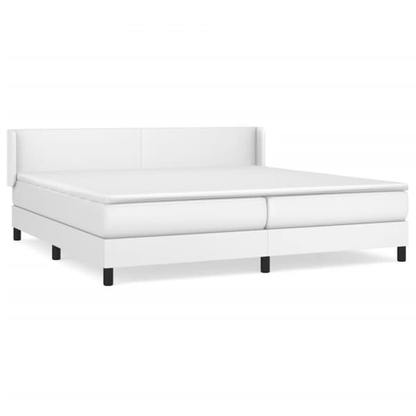 Ramsäng med madrass vit 200x200 cm konstläder