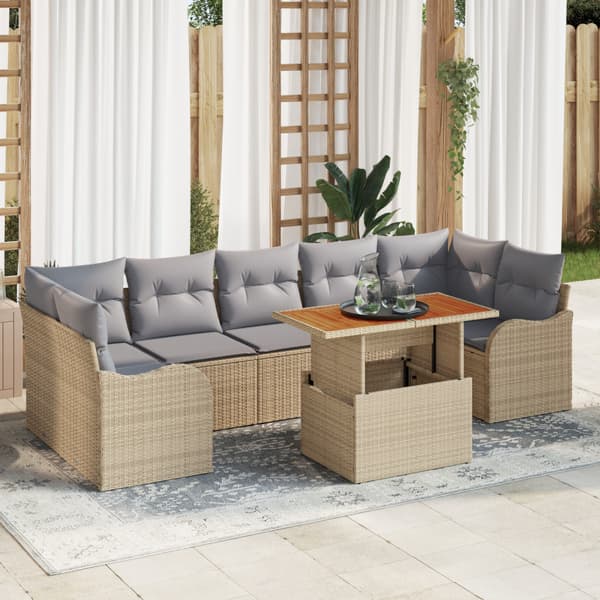 Trädgårdsoffset 8 st Beige Poly rattan