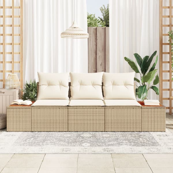 Trädgårdsoffset 3 st Beige konstrotting
