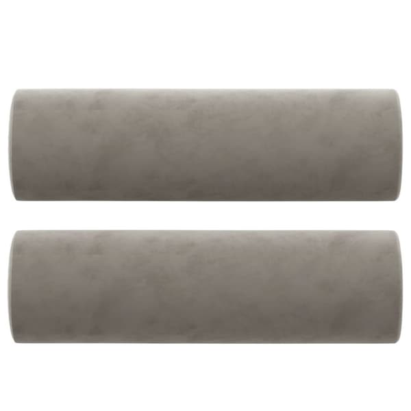 Prydnadskuddar 2 st ljusgrå Ø15x50 cm sammet