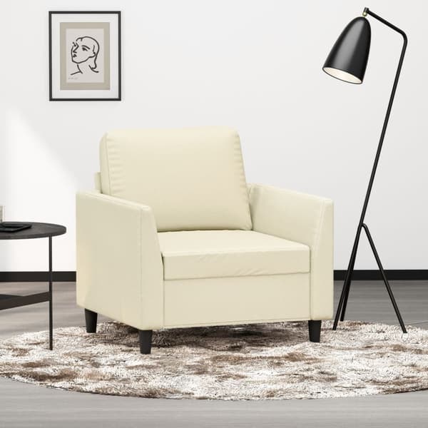 Fåtölj Gräddvit 60 cm konstläder