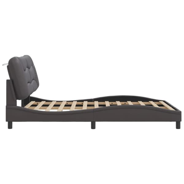 Bed Frame with LED without Mattress "Hvar" Grey 140x190 cm